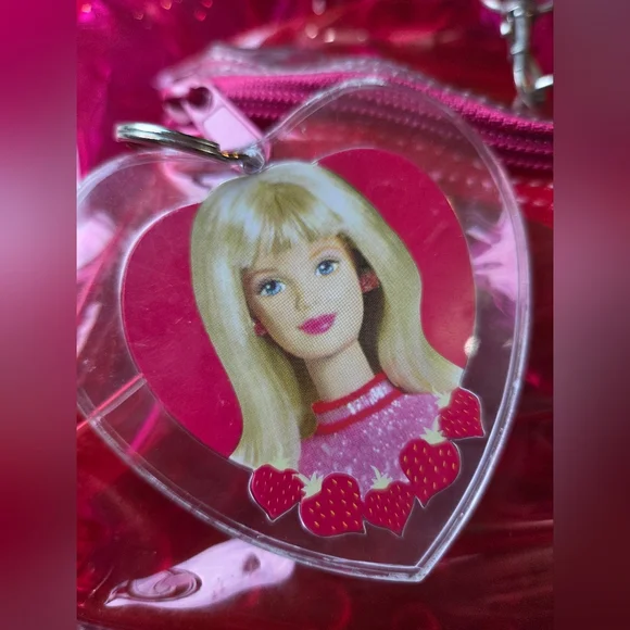 Vintage Rare 1998 BARBIE AVON Collab Hot Pink Clear Vinyl Backpack Purse